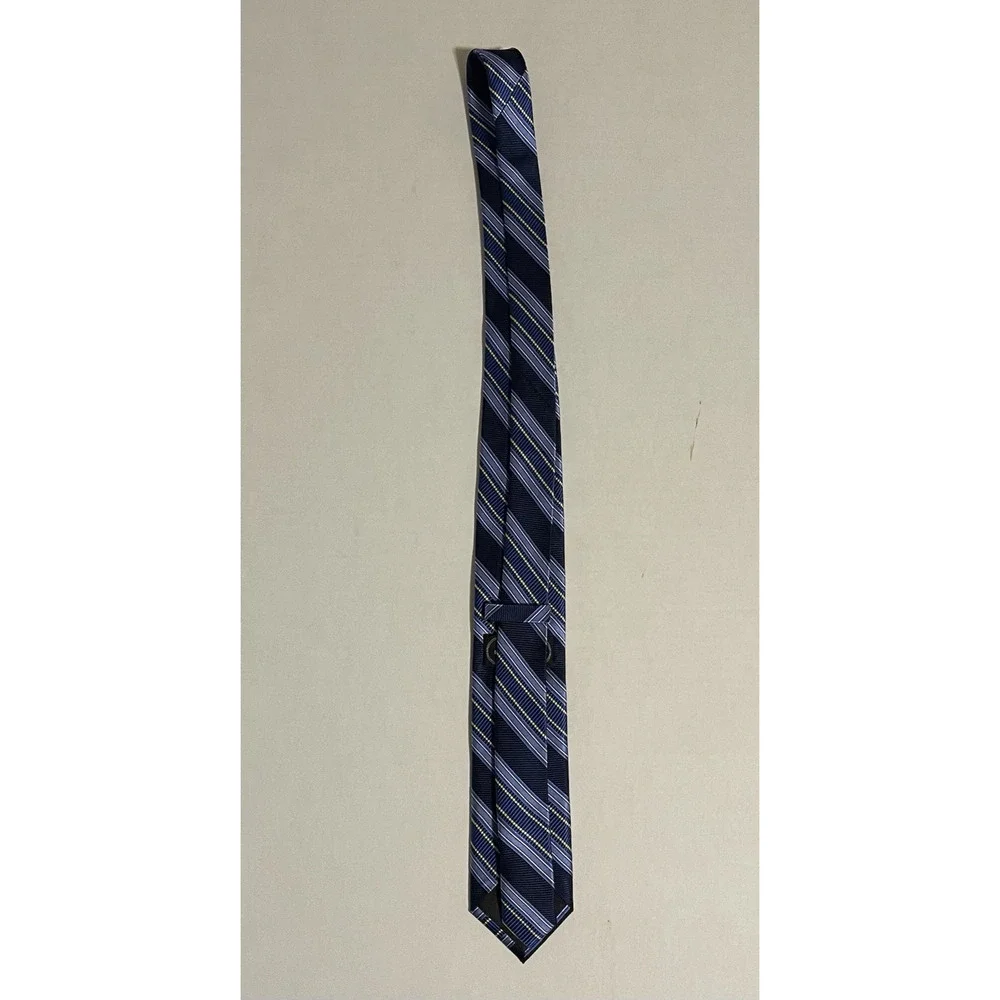 Bruno Piattelli 100%‎ silk striped tie in multi-color blue and yellow
